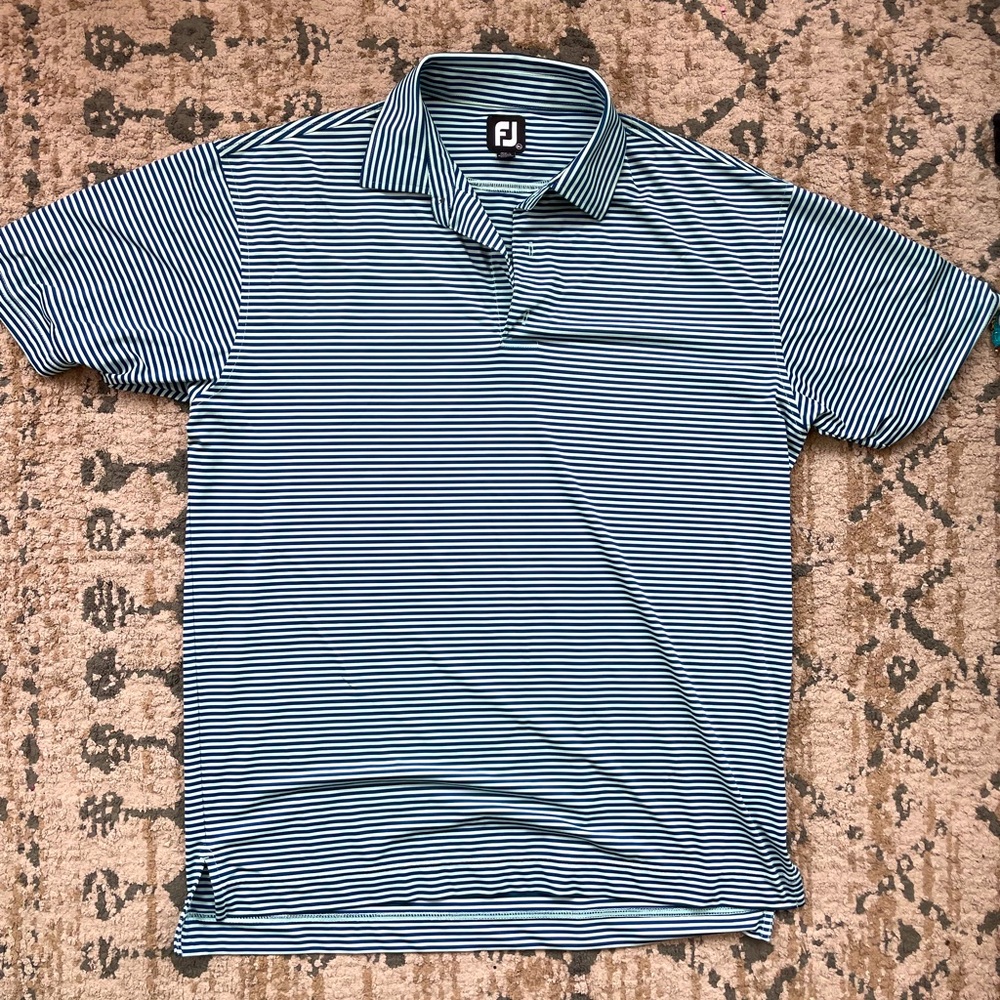 FootJoy Men’s XL Striped Golf Polo Summer Vacation Beach Stripes Athletic Casual